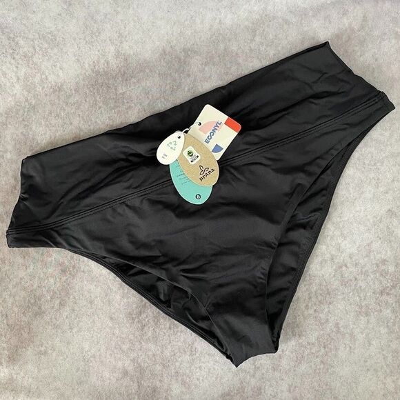 prAna Bikini Bottom Women Size XL Black High Rise High Leg Scrunch Butt Swimwear - Picture 2 of 14